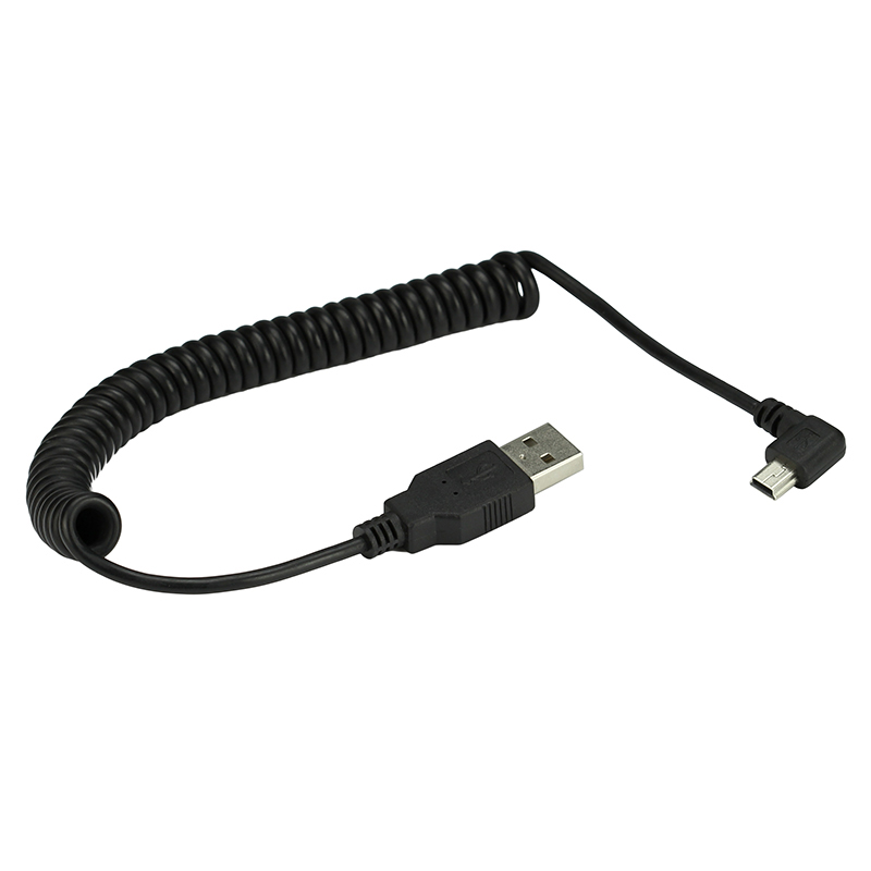 Coiled Usb Cable - MINI USB 5pin 90 gradi sinistra