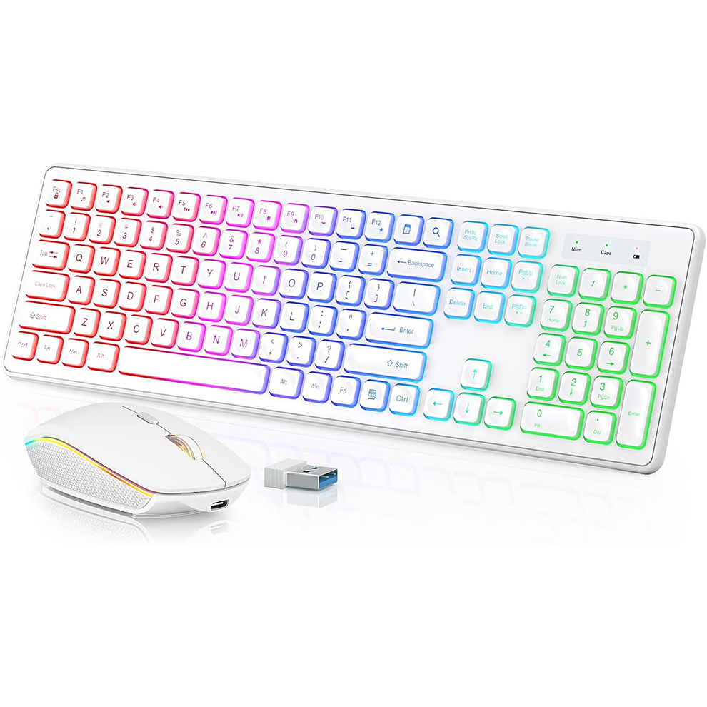Gaming Keyboard And Mouse Combo Wireless - Tastiera e mouse wireless retroilluminati, tasti