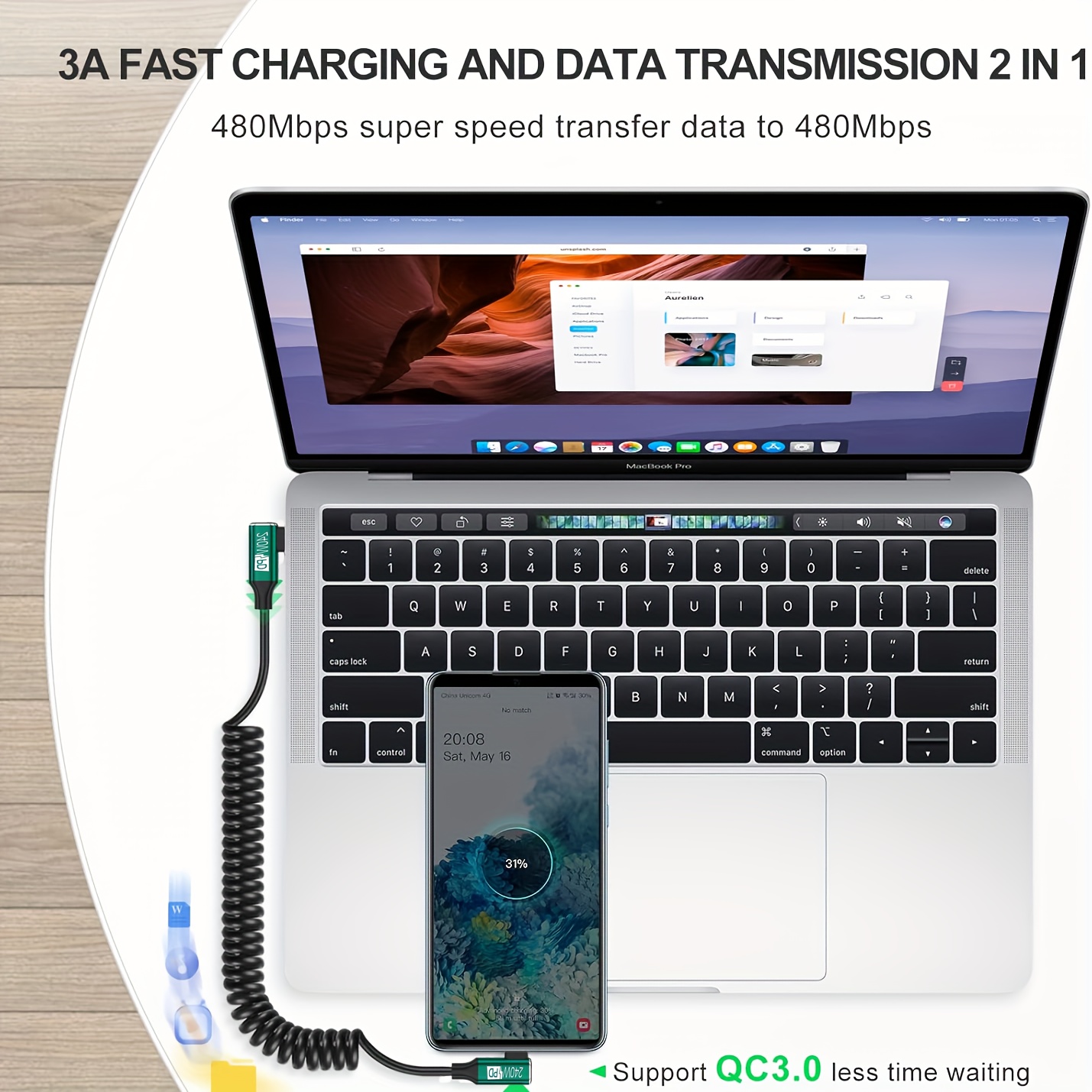 Cavo USB-C a USB-C a spirale c - Coiled Usb Cable recensione e prezzo